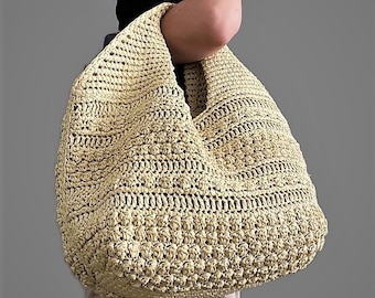 CROCHET PATTERN SANDY in Paris Crochet Bag Pattern Raffia Bag crochet purse woman bag shopping bag summer bag beach bag, handbag