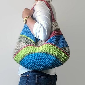 CROCHET PATTERN Multicolor Bag Pattern Tote Pattern crochet purse woman bag shopping bag, summer bag beach bag, handbag, crochet shoulder image 7