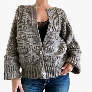 CROCHET PATTERN AMBER Sweater Cardigan Adult Crochet , Women Granny Square Jacket Crochet Pullover Crochet Tutorial Easy Crochet