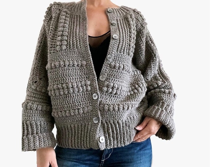 CROCHET PATTERN AMBER Sweater Cardigan Adult Crochet , Women Granny Square Jacket Crochet Pullover Crochet Tutorial Easy Crochet
