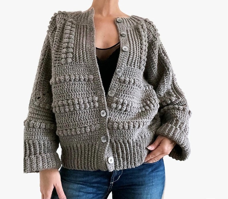 CROCHET PATTERN AMBER Sweater Cardigan Adult Crochet , Women Granny Square Jacket Crochet Pullover Crochet Tutorial Easy Crochet image 1
