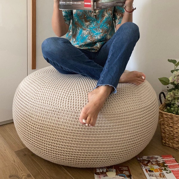 WZÓR NA SZYDEŁKO Super Chunky Giant Pouf Diy Tutorial XL Large Szydełkowy Puf, Otomana, Podnóżek, Dom, Poduszka, Worek sako, Poduszka podłogowa