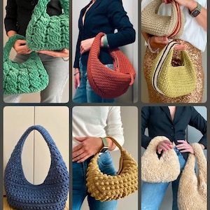 HÄKELANLEITUNG Set mit 6 Häkelanleitungen Tasche Häkeltasche Muster Wolltasche Häkeltasche Damentasche Einkaufstasche Sommertasche Handtasche häkeln