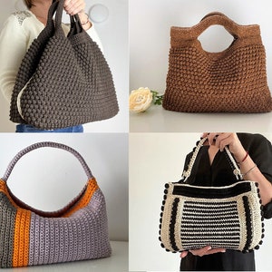 4 Häkelanleitungen Häkelanleitung Schultertasche, Häkeltasche, Schultertasche, Einkaufstasche, Häkeltasche, Häkelanleitung