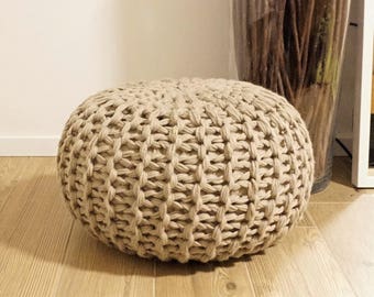 KNITTING PATTERN Pouf lavorato a maglia Poof Knitting Ottoman Poggiapiedi Home Decor Cuscino Bean Bag, Pouf, Cuscino da pavimento Medio e Grande