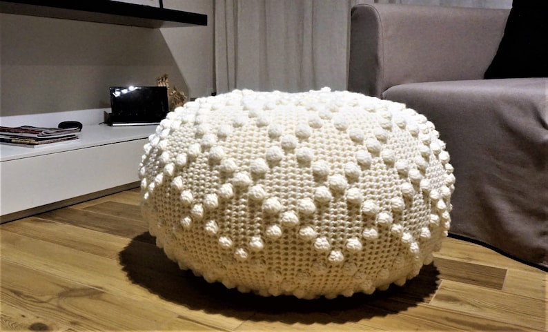 CROCHET PATTERN DIY Tutorial Large Crochet Pouf Poof, Ottoman, Footstool, Home Decor, Pillow, Bean Bag, Floor cushion Crochet Pattern image 1