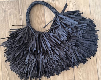 GEHAAKT PATROON FRANJE Bell Bag Gehaakte tas patroon wollen tas gehaakte tas damestas boodschappentas zomertas strandtas, handtas raffia tas