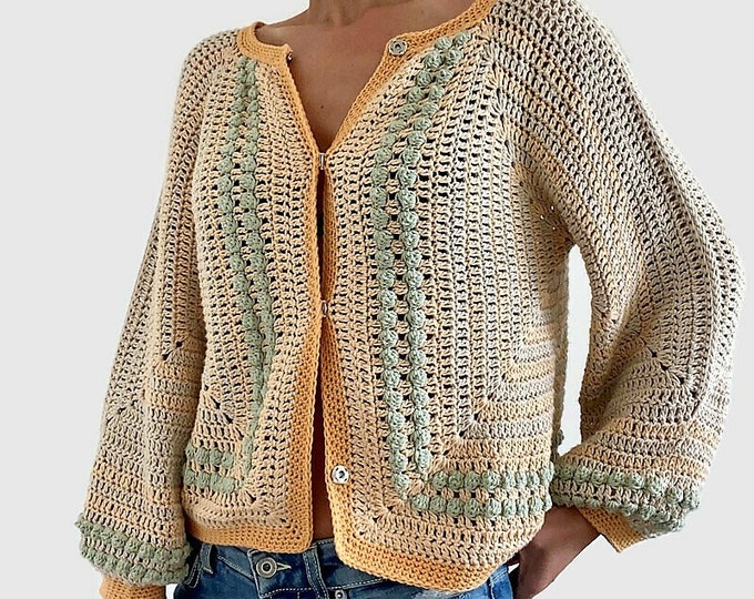 CROCHET PATTERN  Greer Cardi Adults Version Crochet Cardigan Jacket Sweater Easy Crochet