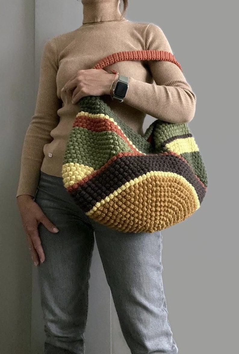 CROCHET PATTERN Multicolor Bag Pattern Tote Pattern crochet purse woman bag shopping bag, summer bag beach bag, handbag, crochet shoulder image 3