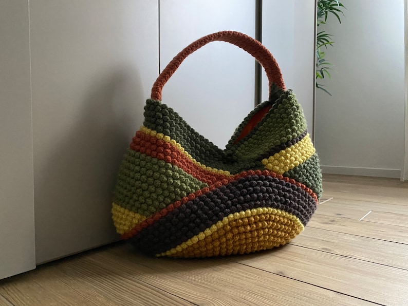 CROCHET PATTERN Multicolor Bag Pattern Tote Pattern crochet purse woman bag shopping bag, summer bag beach bag, handbag, crochet shoulder image 4