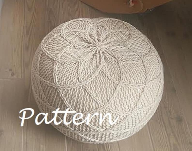 KNITTING PATTERN Knitted Pouf Pattern Poof Knitting Ottoman Footstool Home Decor Pillow Bean Bag, Pouffe, Floor cushion image 3