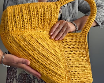 Patrón de ganchillo para bolso HELIOS. Patrón de bolso de ganchillo. Bolso de lana. Bolso de ganchillo para mujer. Bolso de compras. Bolso de verano. Bolso de playa. Bolso de rafia.