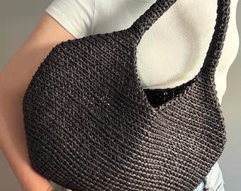 Modello per borsa a campana all'uncinetto, borsa all'uncinetto, borsa di lana, borsetta all'uncinetto, borsa da donna, borsa per la spesa, borsa estiva, borsa da spiaggia, borsetta, borsa in rafia