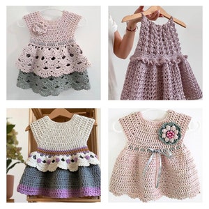 4 CROCHET PATTERNS Crcohet Dress Pattern Girls Dress Kids Child Crochet ...