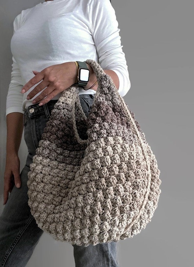 MOTIF AU CROCHET Sac ronda Sac au crochet Sac en laine au crochet Sac à main au crochet pour femme, sac shopping, sac d'été, sac de plage, sac à main en raphia image 7