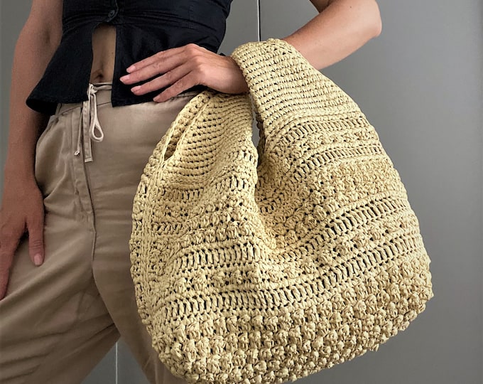 CROCHET PATTERN SANDY in Paris Crochet Bag Pattern Raffia Bag crochet purse woman bag shopping bag summer bag beach bag, handbag