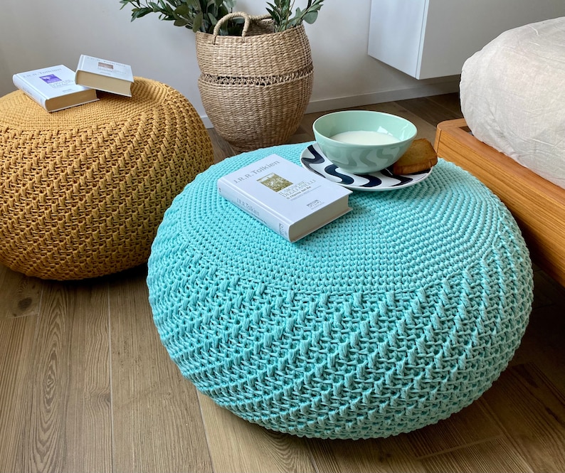 9 CROCHET PATTERNS Best of Iswoolish Poufs Crochet Pouf Floor Etsy