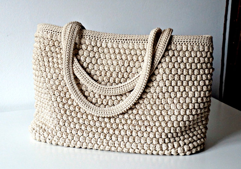 MOTIF DE CROCHET Sac fourre-tout au crochet pour femme, sac à main au crochet, sac shopping, sac d'été, sac de plage, sac à main, sac à bandoulière au crochet image 4