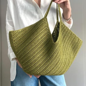 Sac MIRA AU CROCHET Sac en laine au crochet Sac à main au crochet pour femme, sac shopping, sac d'été, sac de plage, sac à main en raphia