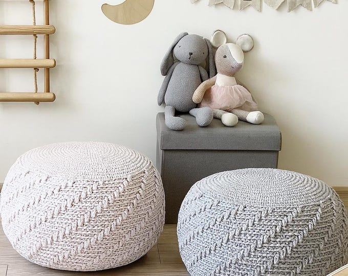 CROCHET PATTERN Lars Pouf Video Tutorial Diy Crochet Pouf Poof, Ottoman, Footstool, Home Decor, Bean Bag, Floor cushion
