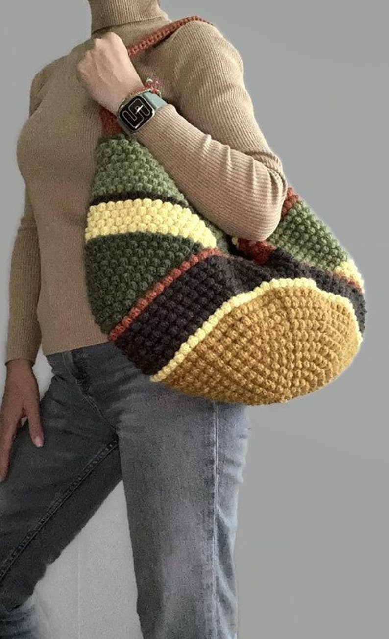 CROCHET PATTERN Multicolor Bag Pattern Tote Pattern crochet purse woman bag shopping bag, summer bag beach bag, handbag, crochet shoulder image 10