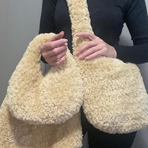 MOTIF AU CROCHET FURRY Bag 3 tailles de sac au crochet, modèle de sac fourre-tout, sac à main au crochet pour femme, sac shopping, sac à main, fourrure