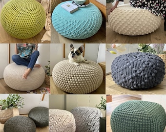 9 Häkelanleitungen für isWoolish Poufs Crochet Pouf Bodenkissen Muster & Anleitungen, DIY Footstool Muster, Häkelanleitung
