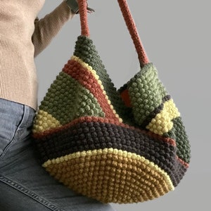 CROCHET PATTERN Multicolor Bag Pattern Tote Pattern crochet purse  woman bag shopping bag, summer bag beach bag, handbag, crochet shoulder