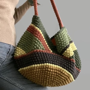 HÄKELN MUSTER Multicolor Tasche Muster Tote Muster häkeln Geldbörse Frauentasche Einkaufstasche, Sommertasche Strandtasche, Handtasche, häkeln Schulter