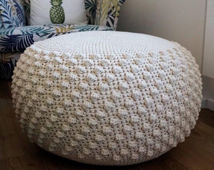 CROCHET PATTERN Diy Tutorial XL Large Crochet Pouf Poof, Ottoman, Footstool, Home Decor, Pillow, Bean Bag, Floor cushion (Crochet Pattern)