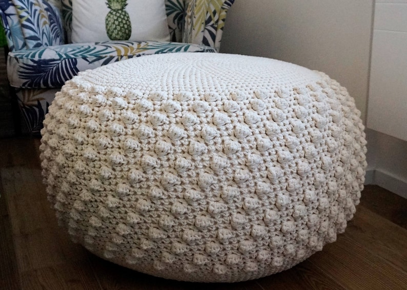 CROCHET PATTERN Diy Tutorial XL Large Crochet Pouf Poof, Ottoman, Footstool, Home Decor, Pillow, Bean Bag, Floor cushion Crochet Pattern image 1