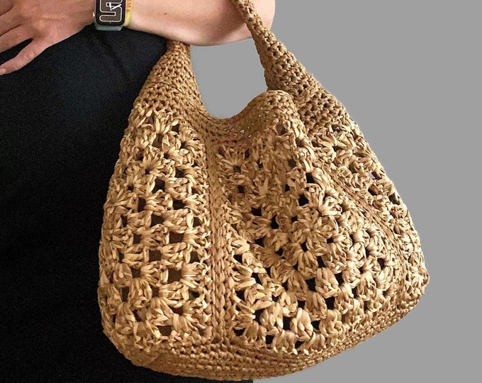CROCHET PATTERN SAHARA Crochet Bag Pattern Raffia Bag crochet purse  woman bag shopping bag summer bag beach bag, handbag