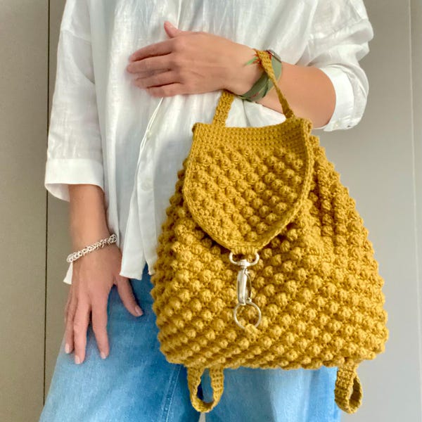 CROCHET PATTERN IRIS Backpack Bag Crochet Bag Pattern  crochet purse  woman bag shopping bag summer bag beach bag, handbag