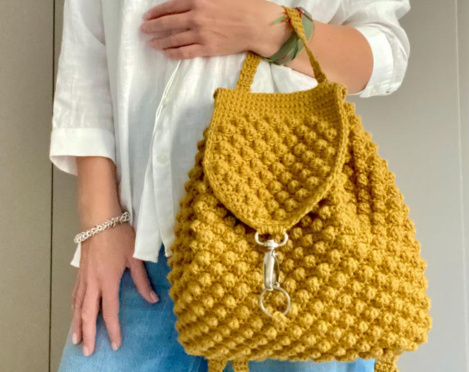 CROCHET PATTERN IRIS Backpack Bag Crochet Bag Pattern  crochet purse  woman bag shopping bag summer bag beach bag, handbag