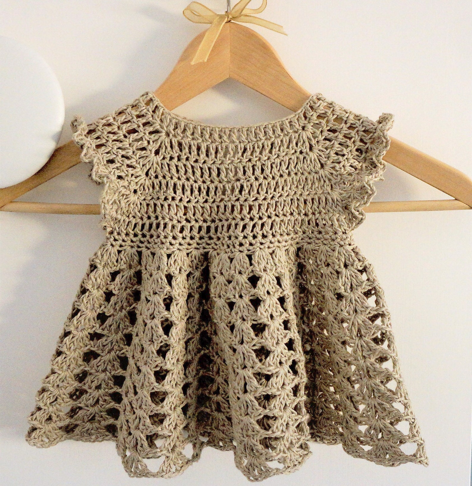 Crochet Dress PATTERN Light Beige Simple Dress sizes up to - Etsy