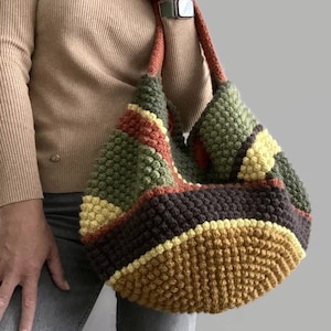 CROCHET PATTERN Multicolor Bag Pattern Tote Pattern crochet purse woman bag shopping bag, summer bag beach bag, handbag, crochet shoulder image 2