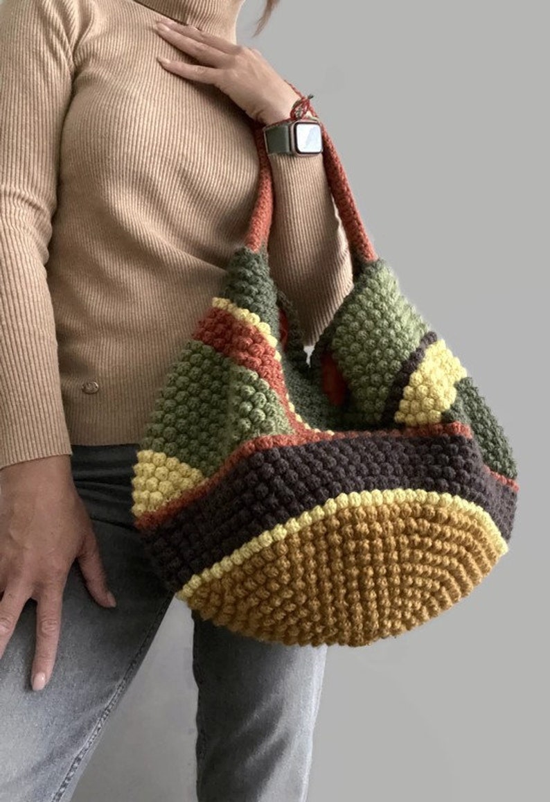 CROCHET PATTERN Multicolor Bag Pattern Tote Pattern crochet purse woman bag shopping bag, summer bag beach bag, handbag, crochet shoulder image 2