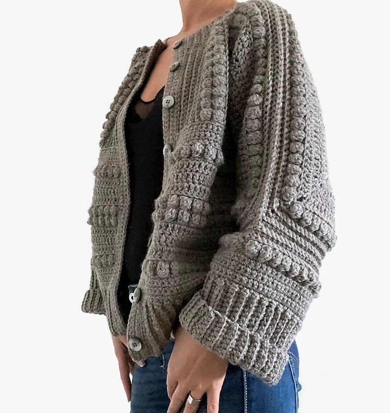 CROCHET PATTERN AMBRE Pull Cardigan Adulte Crochet , Femmes Grand-mère Carré Veste Crochet Pull Crochet Tutoriel Crochet Facile image 8