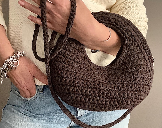 CROCHET PATTERN MINIME Luna Bag Crochet Bag Pattern T-Shirt yarn Bag crochet purse  woman bag shopping bag summer bag beach bag, handbag