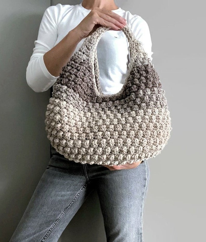 MOTIF AU CROCHET Sac ronda Sac au crochet Sac en laine au crochet Sac à main au crochet pour femme, sac shopping, sac d'été, sac de plage, sac à main en raphia image 6