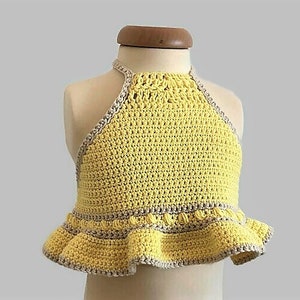 CROCHET PATTERN  Fleur Crop Top Kids Child Crochet Baby, Child Granny Square Shirt Supmmer Top Blouse DIY Tutorial