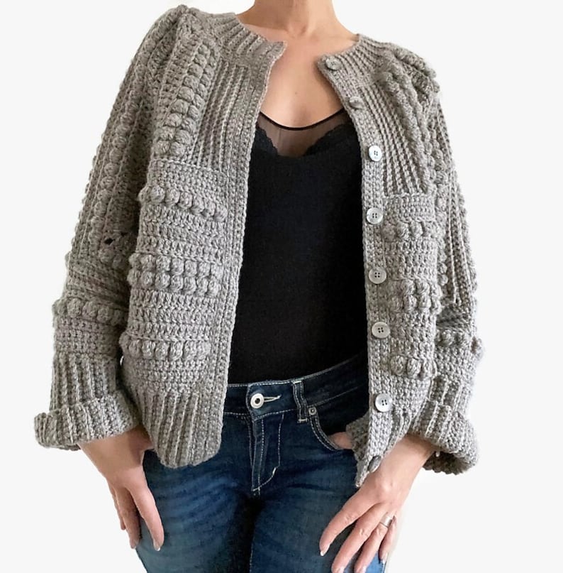 CROCHET PATTERN AMBER Sweater Cardigan Adult Crochet , Women Granny Square Jacket Crochet Pullover Crochet Tutorial Easy Crochet image 7