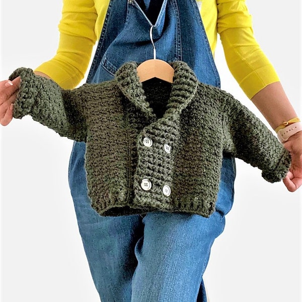 CROCHET PATTERN  Dami Jacket, Boys Sweater, Crochet Baby, Child Jacket, Sweater, Baby Pullover, Easy crochet