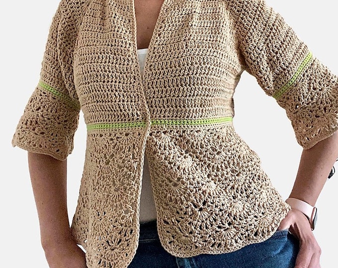 CROCHET PATTERN  Mia Jacket Adults Crochet , Women Granny Square Shirt Supmmer Top Blouse DIY Tutorial
