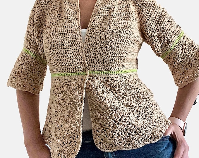 CROCHET PATTERN  Mia Jacket Adults Crochet , Women Granny Square Shirt Supmmer Top Blouse DIY Tutorial