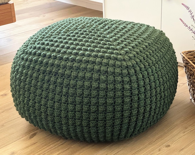 CROCHET PATTERN Square Bobbles Pouf DIY Tutorial Large Crochet Pouf Poof, Ottoman, Footstool, Home Decor, Pillow, Bean Bag, Floor cushion