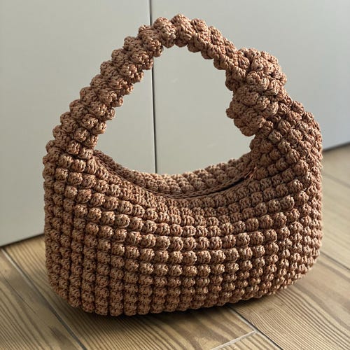 Hand Crochet Hobo Tote Bag For Women - Summer Knit Shoulder Bag, Large Mesh Beach Purse, Casual Boho Handbag - View #4