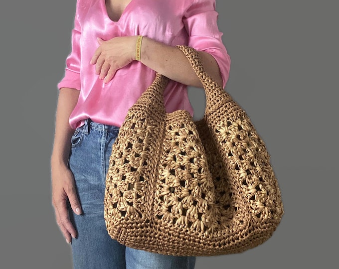 CROCHET PATTERN SAHARA Crochet Bag Pattern Raffia Bag crochet purse  woman bag shopping bag summer bag beach bag, handbag