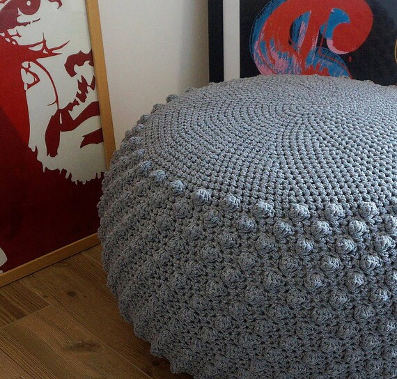 STUFFED Crochet Pouf Poof Ottoman Footstool Home Decor Etsy