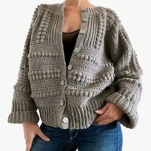 CROCHET PATTERN AMBER Sweater Cardigan Adult Crochet , Women Granny Square Jacket Crochet Pullover Crochet Tutorial Easy Crochet image 2